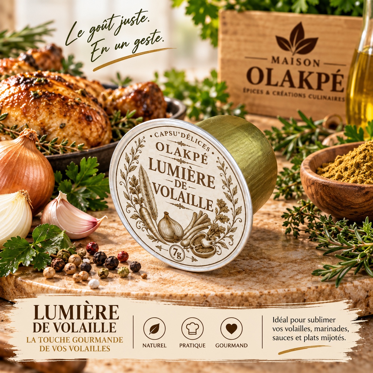 Capsule Lumière de Volaille Maison OLAKPÉ dans son univers culinaire