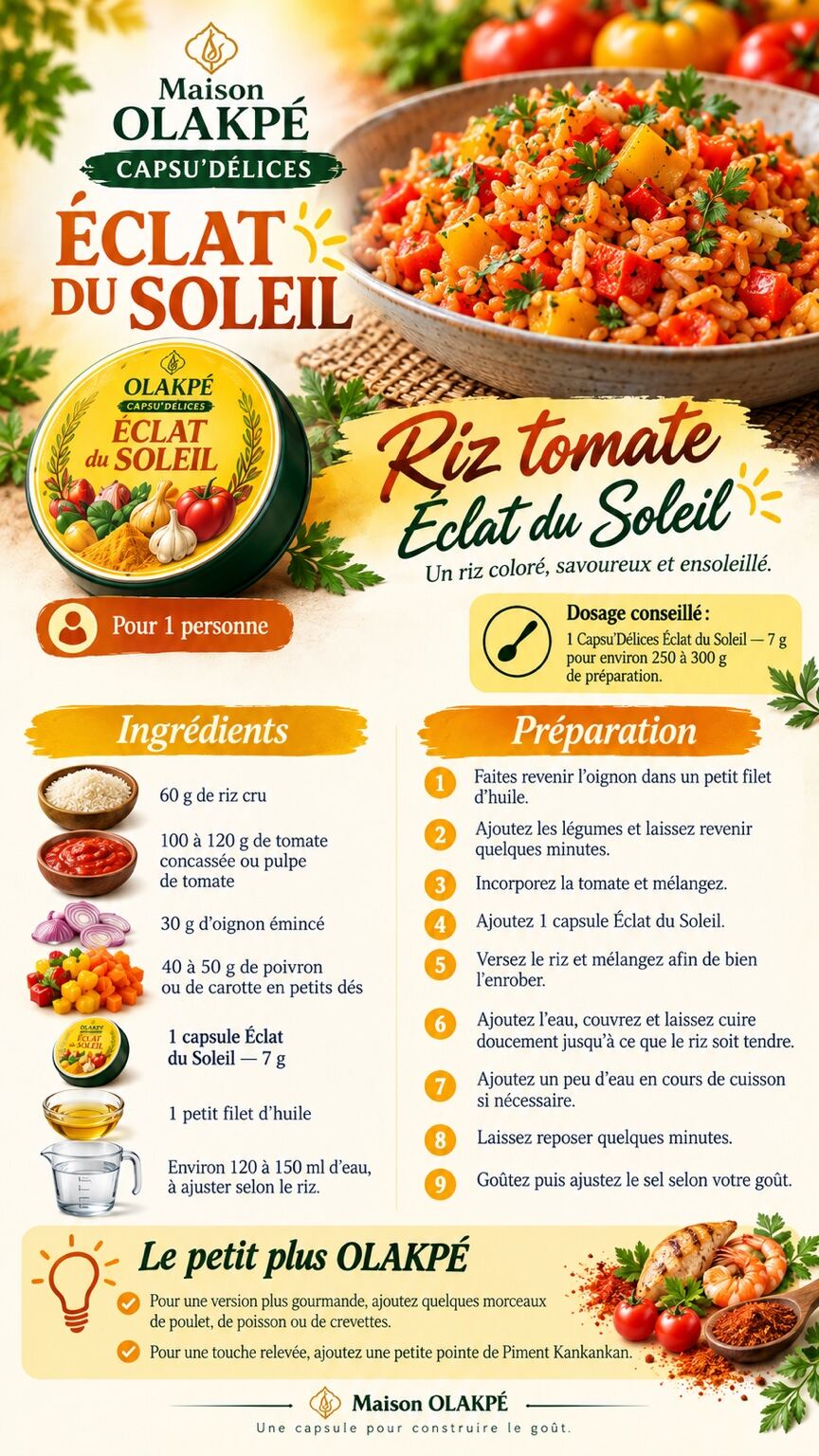 Fiche complète de la recette Riz tomate avec Éclat du Soleil