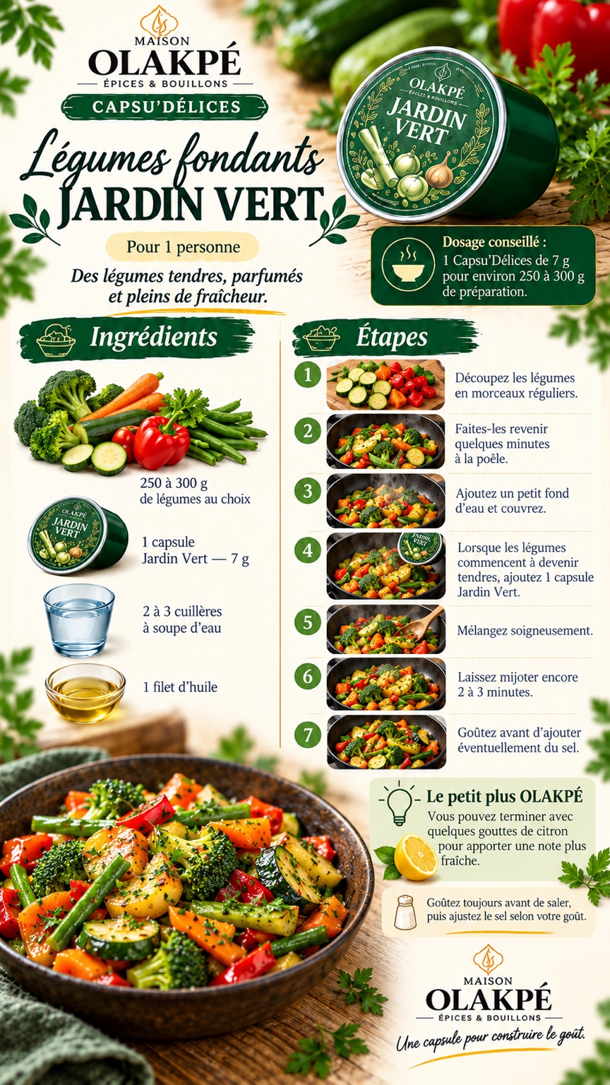 Fiche complète de la recette Légumes fondants avec Jardin Vert
