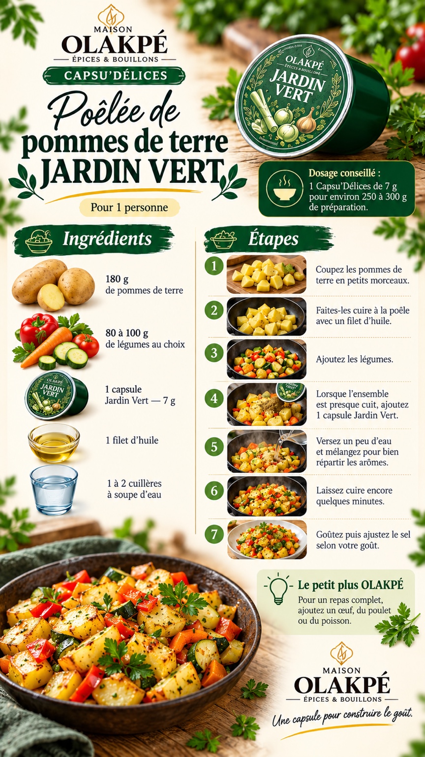 Fiche complète de la recette Poêlée de pommes de terre avec Jardin Vert