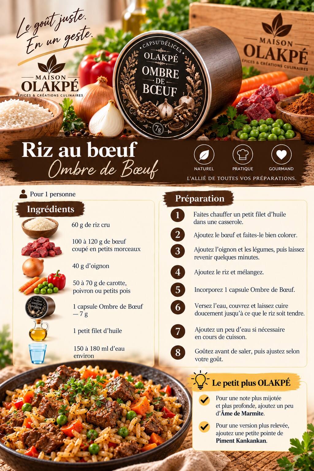 Fiche complète de la recette Riz au bœuf avec Ombre de Bœuf
